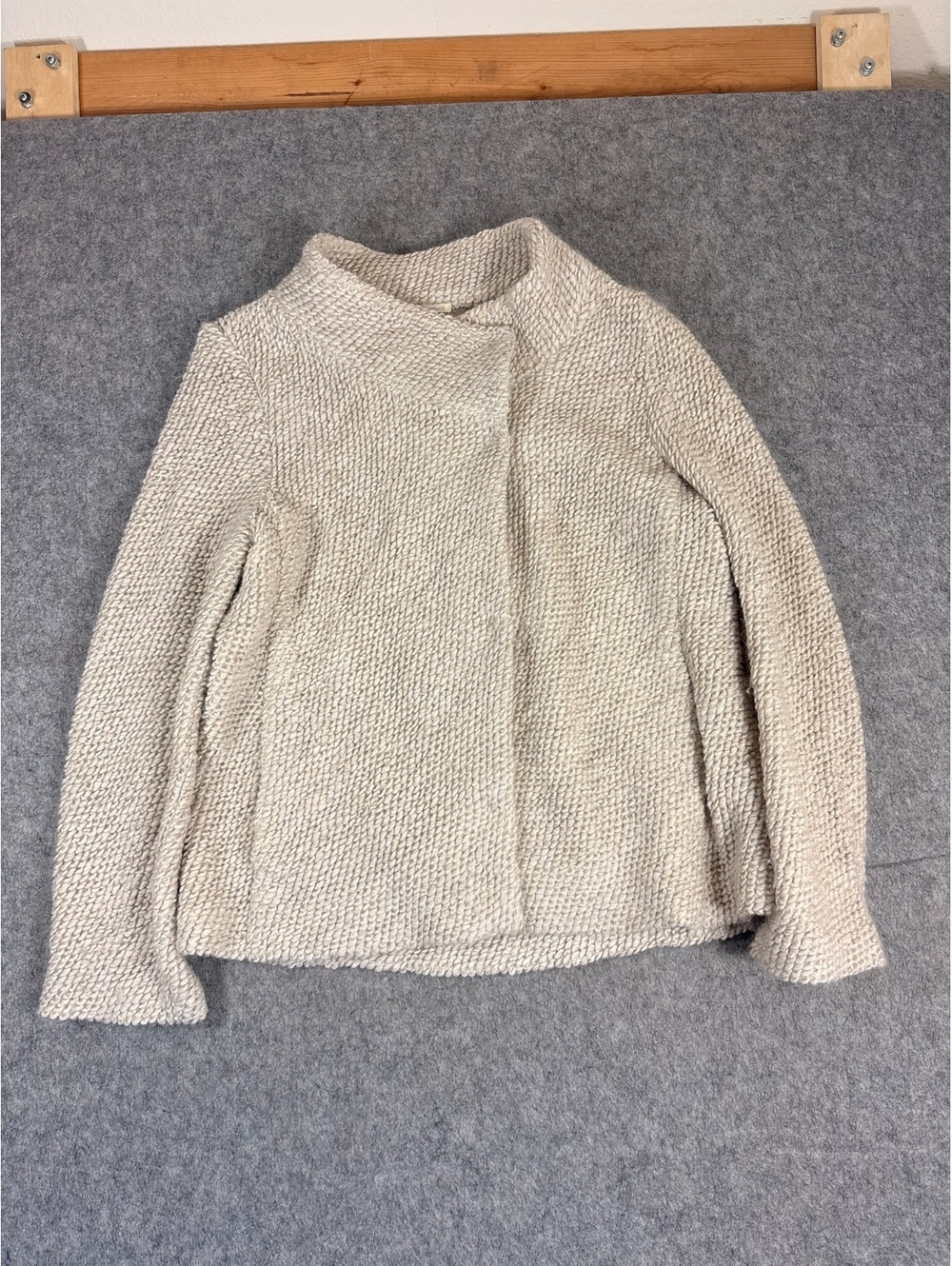Eileen Fisher cream knit jacket size XL